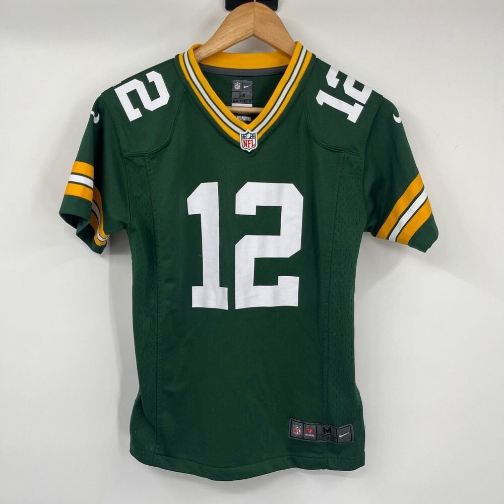 Nike Jersey Aaron Rodgers #12 On Field NFL Green Polyester Mens Size Medium